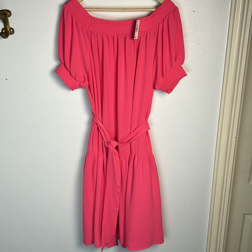 NWT Ashley Stewart plus size hot pink dress size 18-20 off the shoulder New